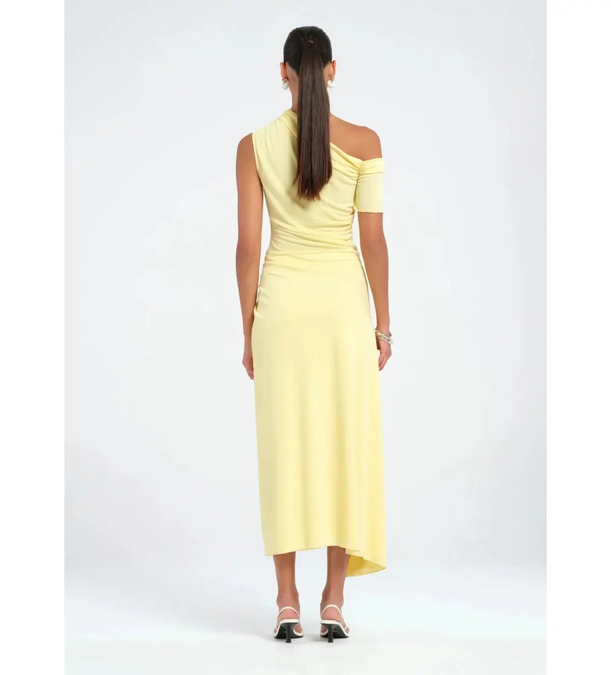 Benni Cleo One Shoulder Maxi Dress in Butter Size AU 6 photo 3