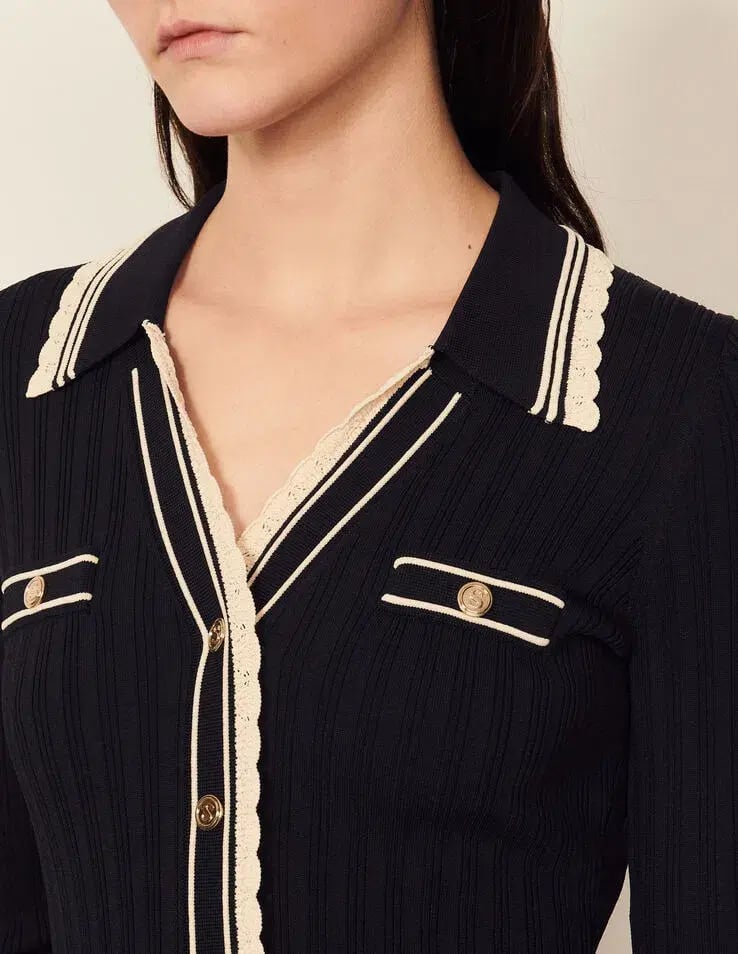 Sandro Paris Alexandrine Ribbed Knit Shirtdress Size 40 / AU 10 photo 2