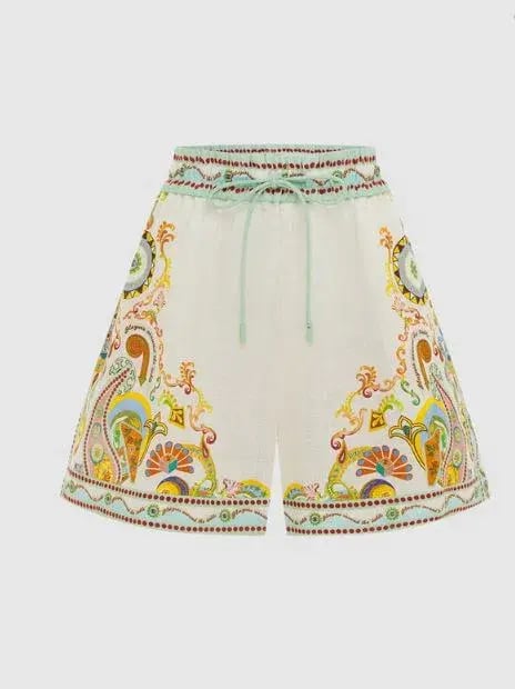 Pinball Linen Shirt and Short Set Multi Print Size 12 photo 4