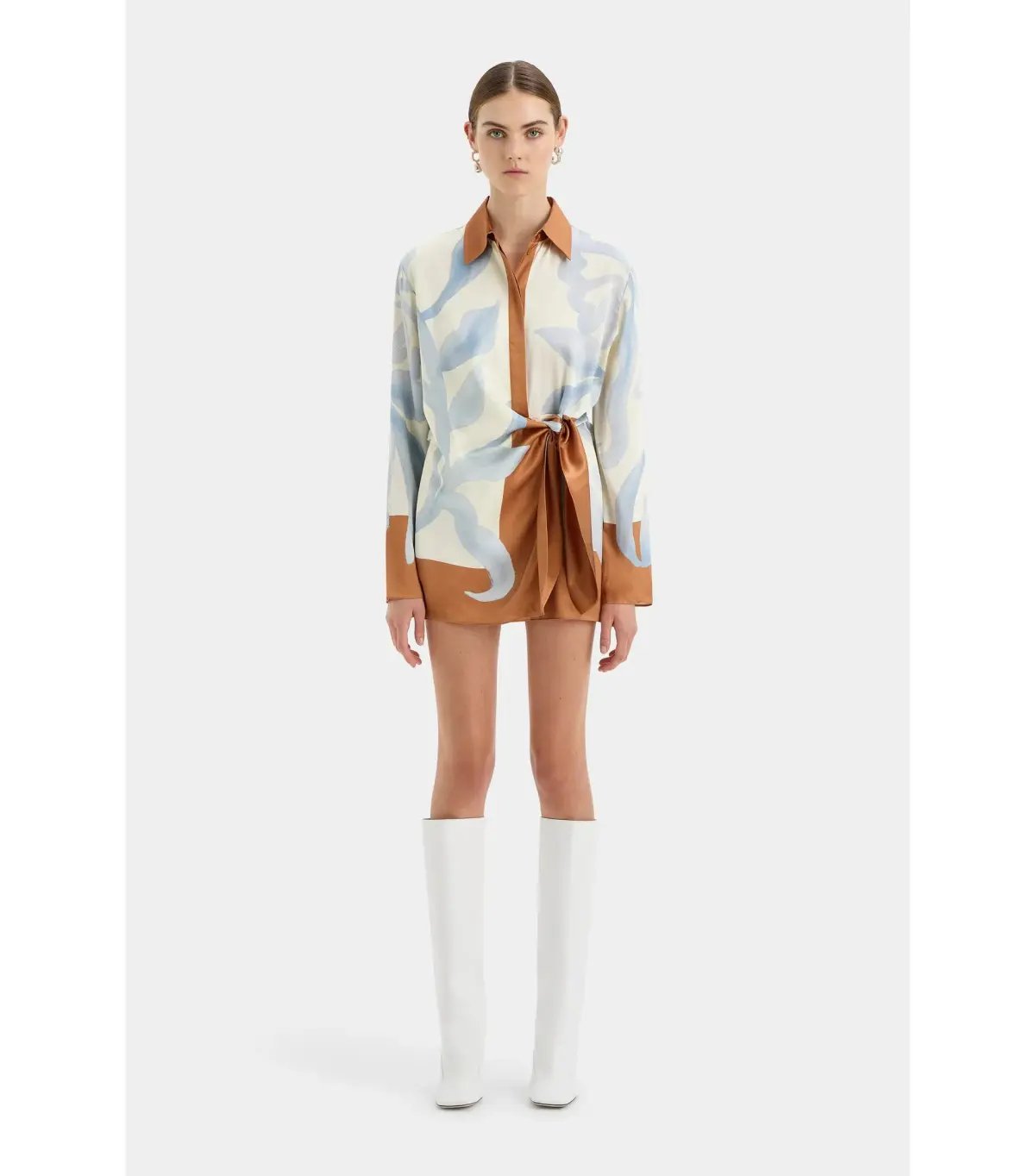 Sir the Label Sorrento Mini Shirt Dress in Sciarpa Print Size 0P / 6PETITE photo 2