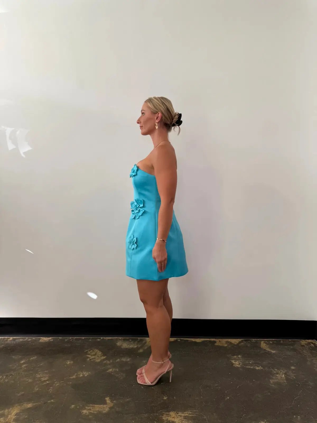 Leo Lin Rosario Petal Bustier Mini Dress Aqua Size AU 10 photo 3