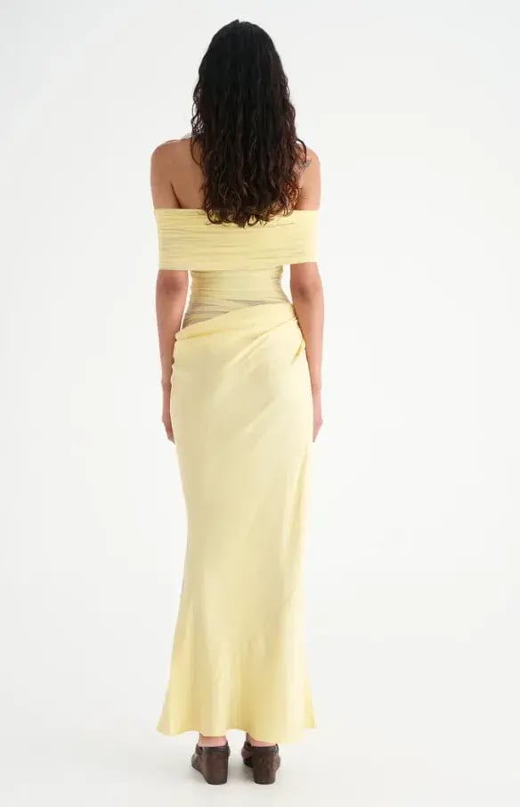Benni Nico Off Shoulder Maxi Dress Butter Size 10 photo 4
