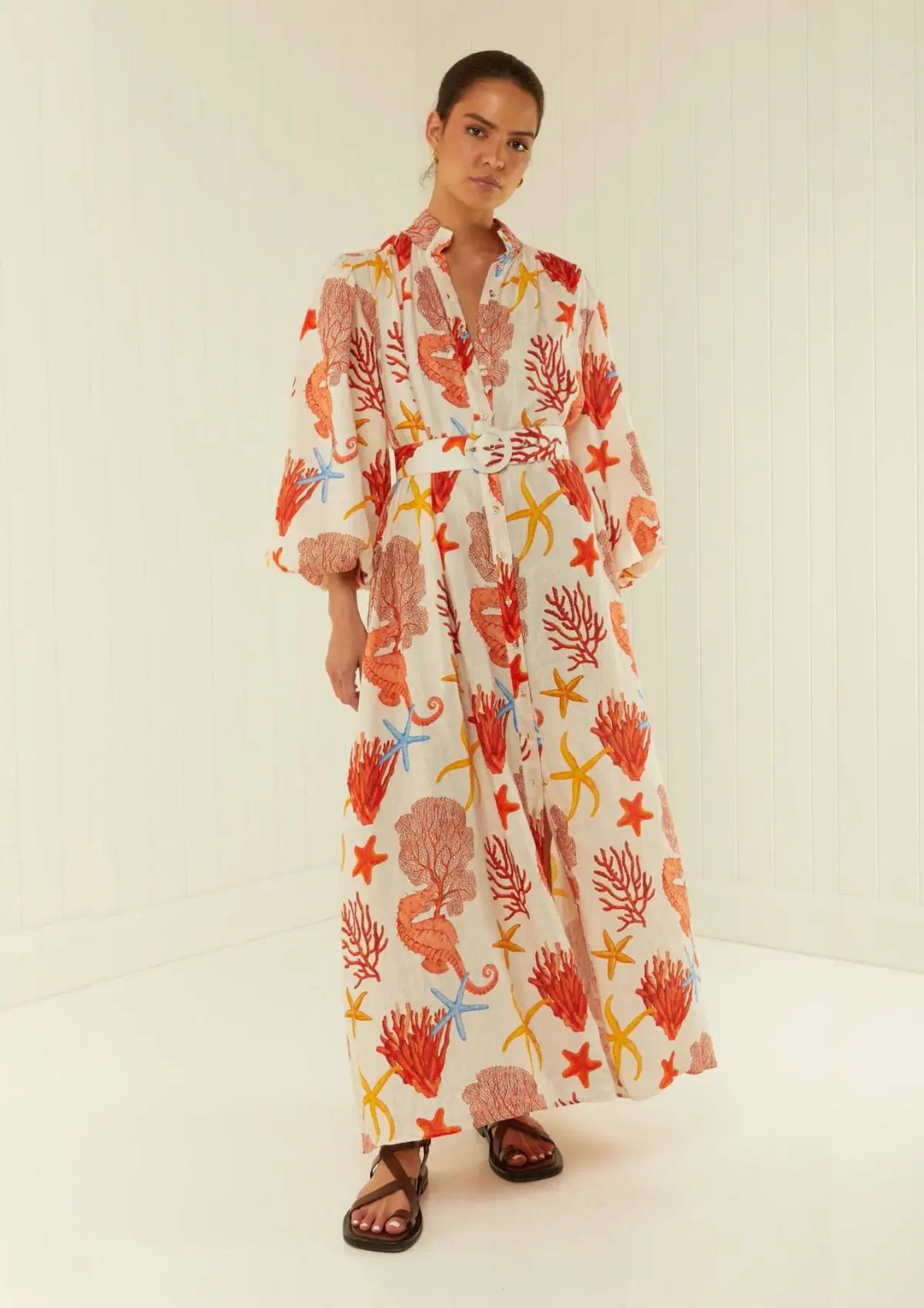 Palm Noosa Noddy Maxi Dress in Coral Print Size 10 photo 3