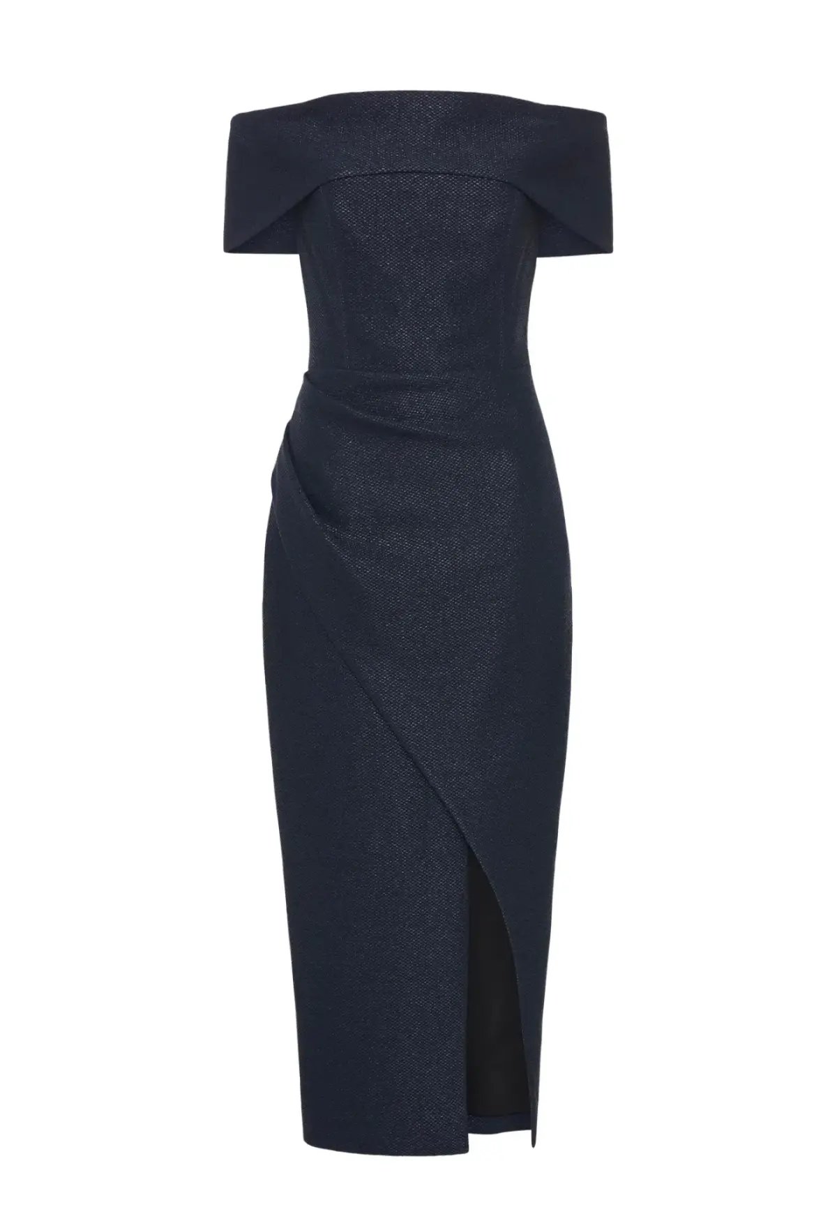 Manning Cartel Micro Weave Off Shoulder Dress Navy Size 12 photo 4