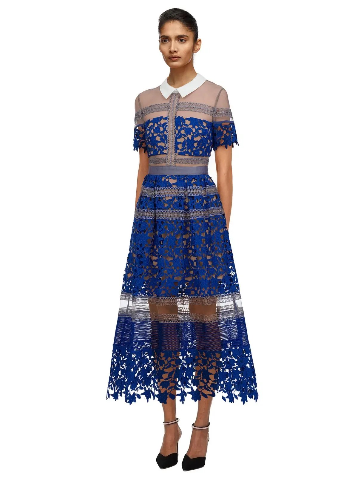 Self Portrait Liliana Dress Blue Lace Size 8 photo 3