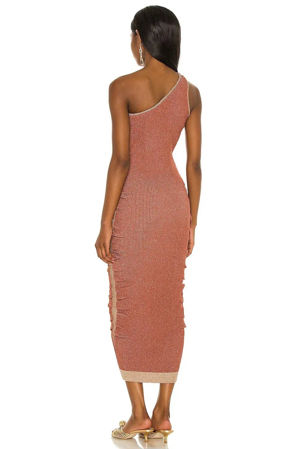 Suboo Leah One Shoulder Knit Midi Dress Rust Size L / AU 12 photo 3