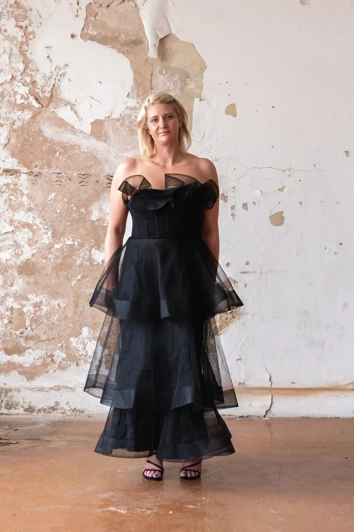 Bariano Kascade Tiered Ruffle Midi Maxi Dress Black Size AU 14 photo 6