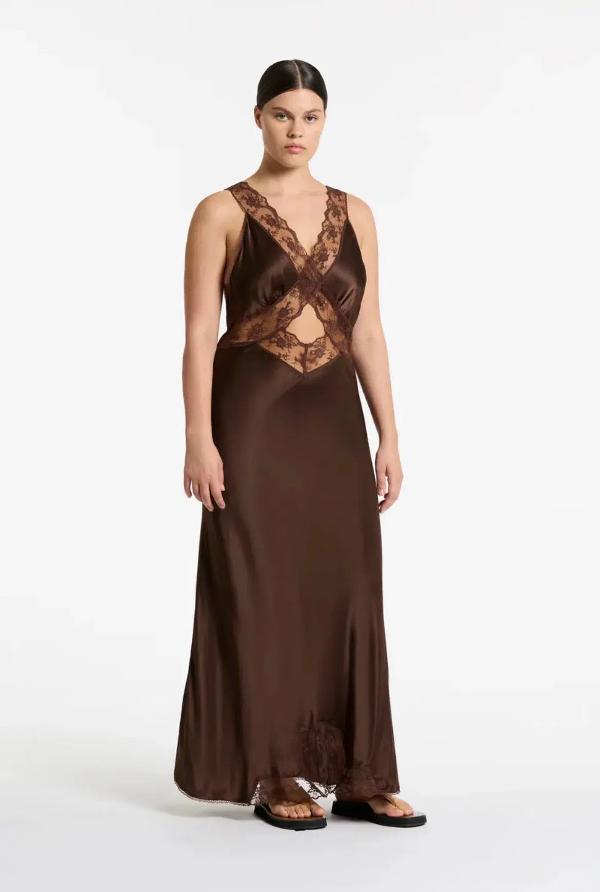Sir the Label Aries Cut Out Lace Gown Chocolate Brown Size 3 / AU 12 photo 2