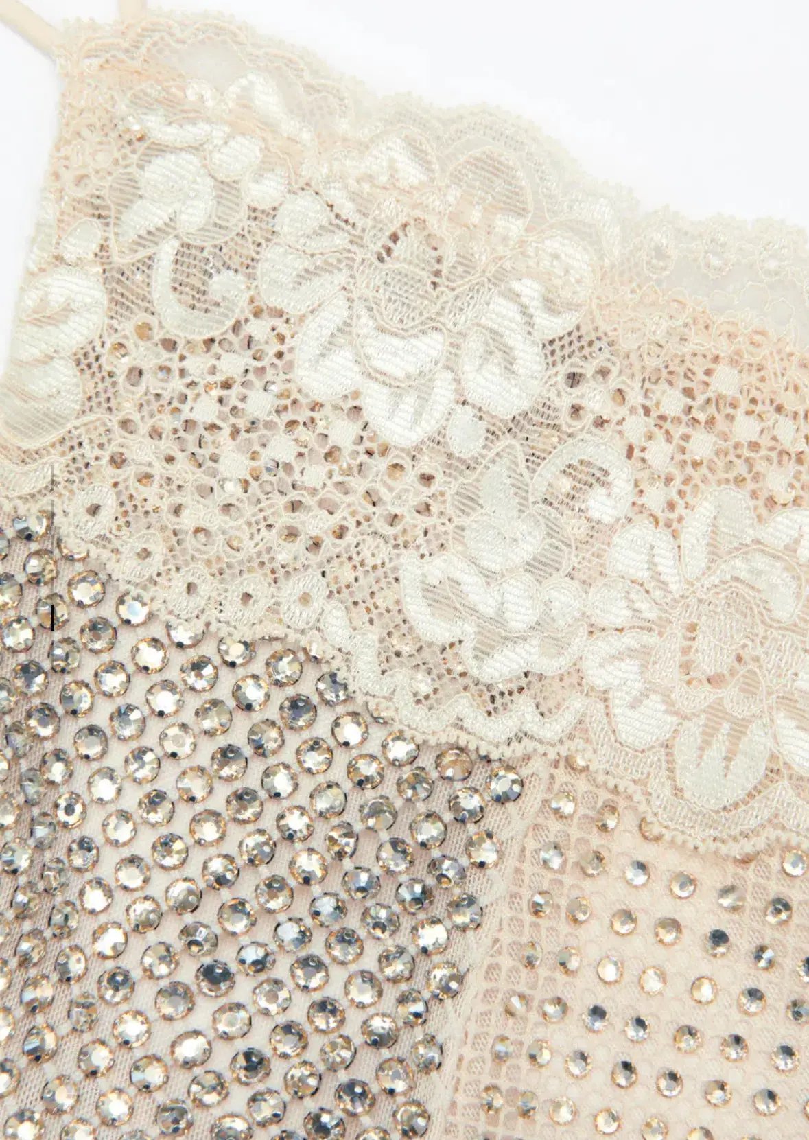 Self-Portrait CHAMPAGNE RHINESTONE LACE TRIM MAXI DRESS in AU6 photo 5