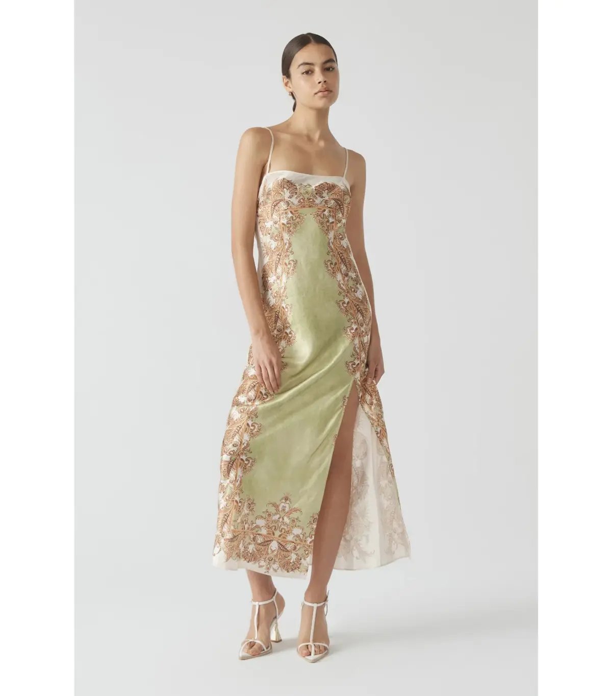 Antipodean Torrent Side Split Midi Dress Green Print Size AU 8 photo 2