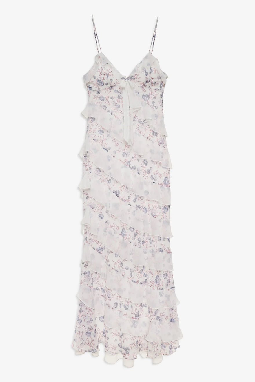 For Love and Lemons Debby Ruffled Maxi Dress - White photo 2