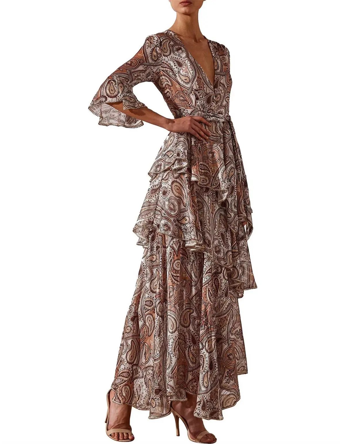 Shona Joy Pallenberg Tiered Maxi Dress Print Size 10 photo 2