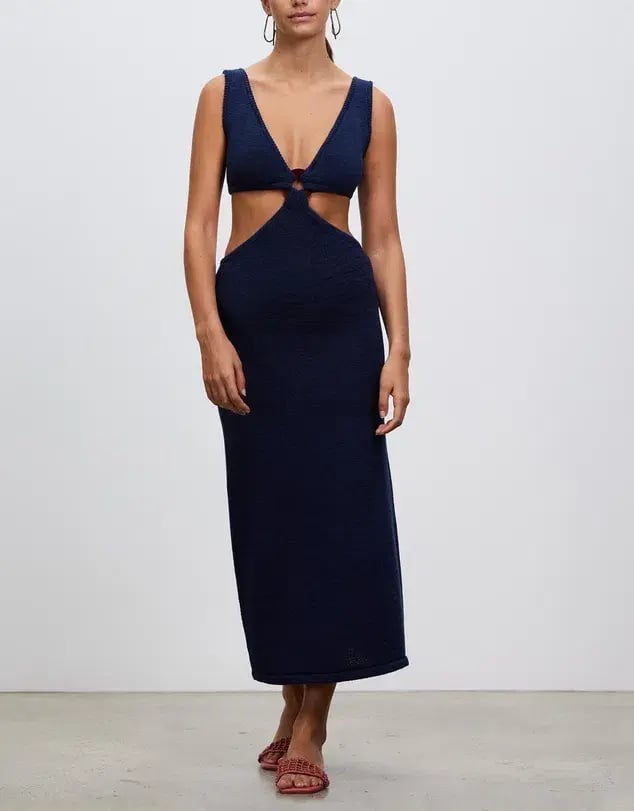Cult Gaia Bank Cut Out Knit Maxi Dress in Ink Blue Size S / AU 8 photo 2
