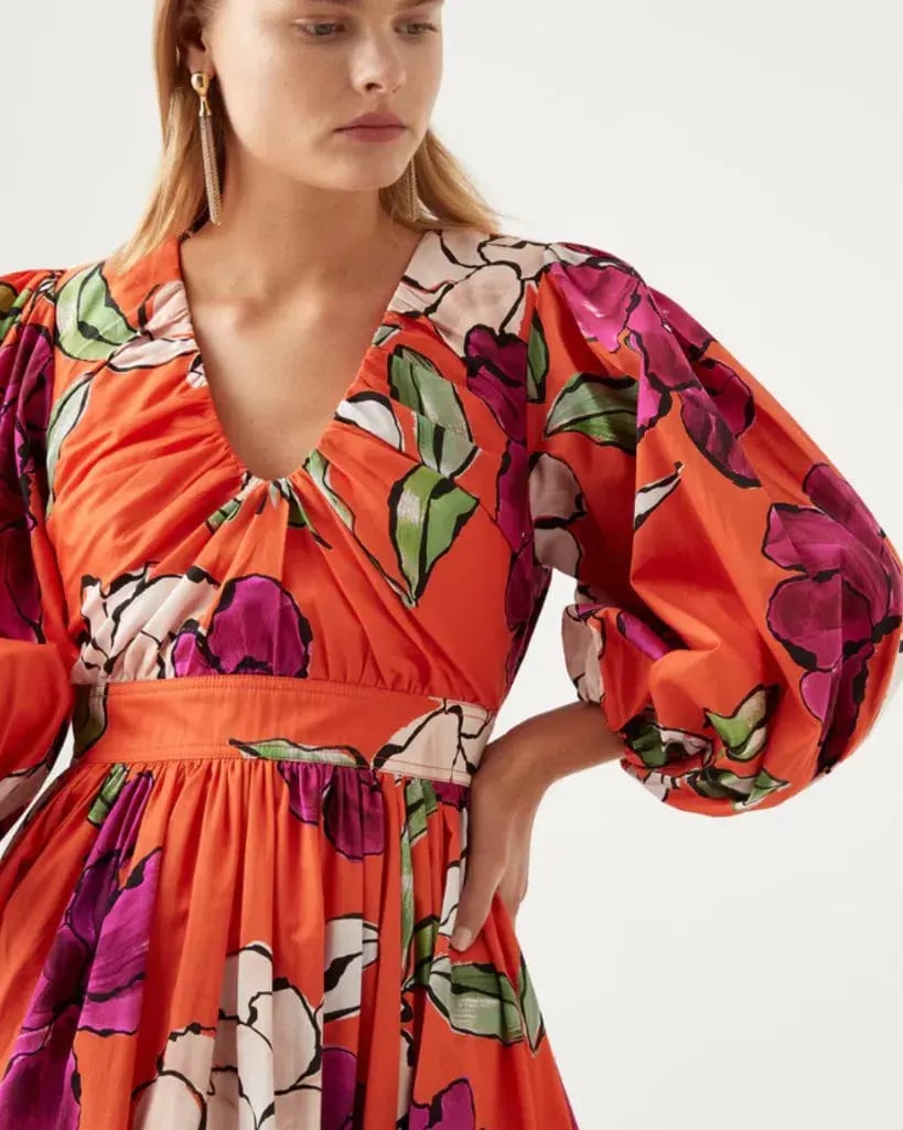 Aje The Marlene Floral Midi Dress Vivid Camellia Size 10 photo 2