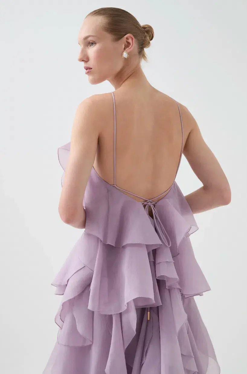 Aje Pandorea Layered Maxi Dress | Lilac Size 8 photo 4