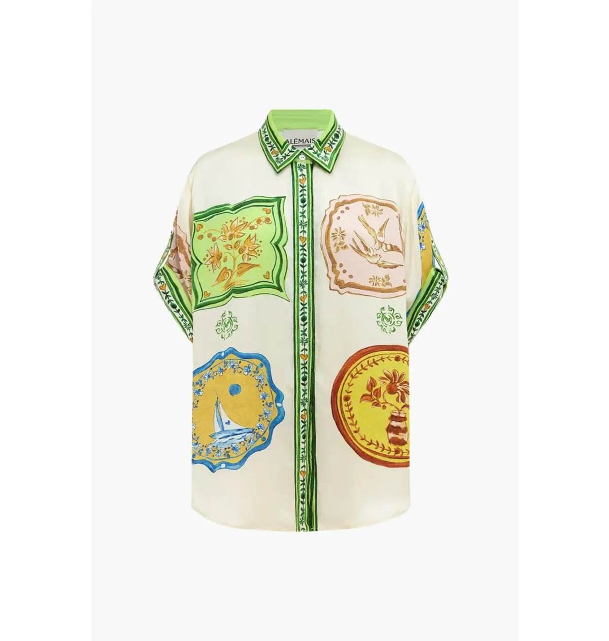 Alemais Porcelain Silk Shirt and Short Set Print Size AU 10 photo 5