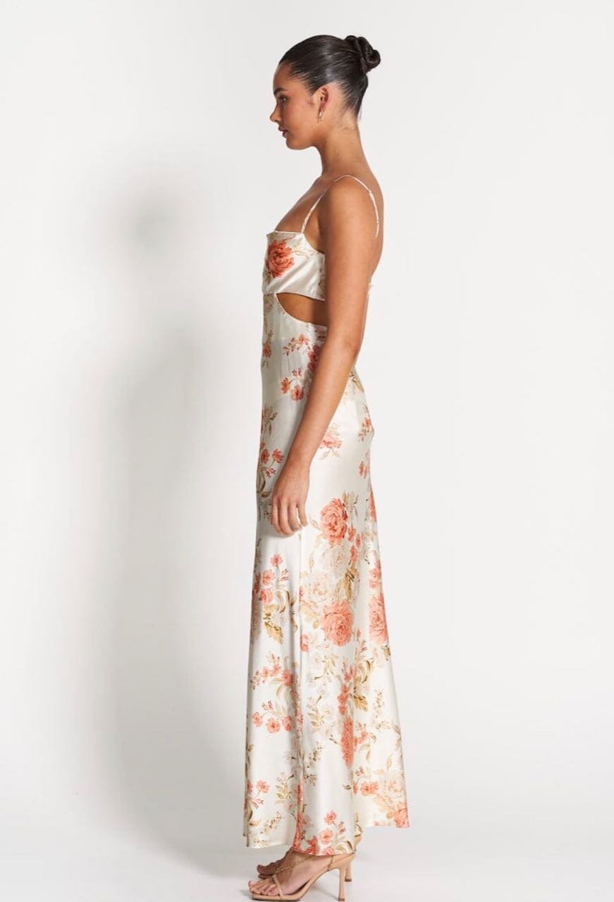 SOFIA THE LABEL LEAH CUT OUT SILK GOWN - ROSE WHITE photo 2