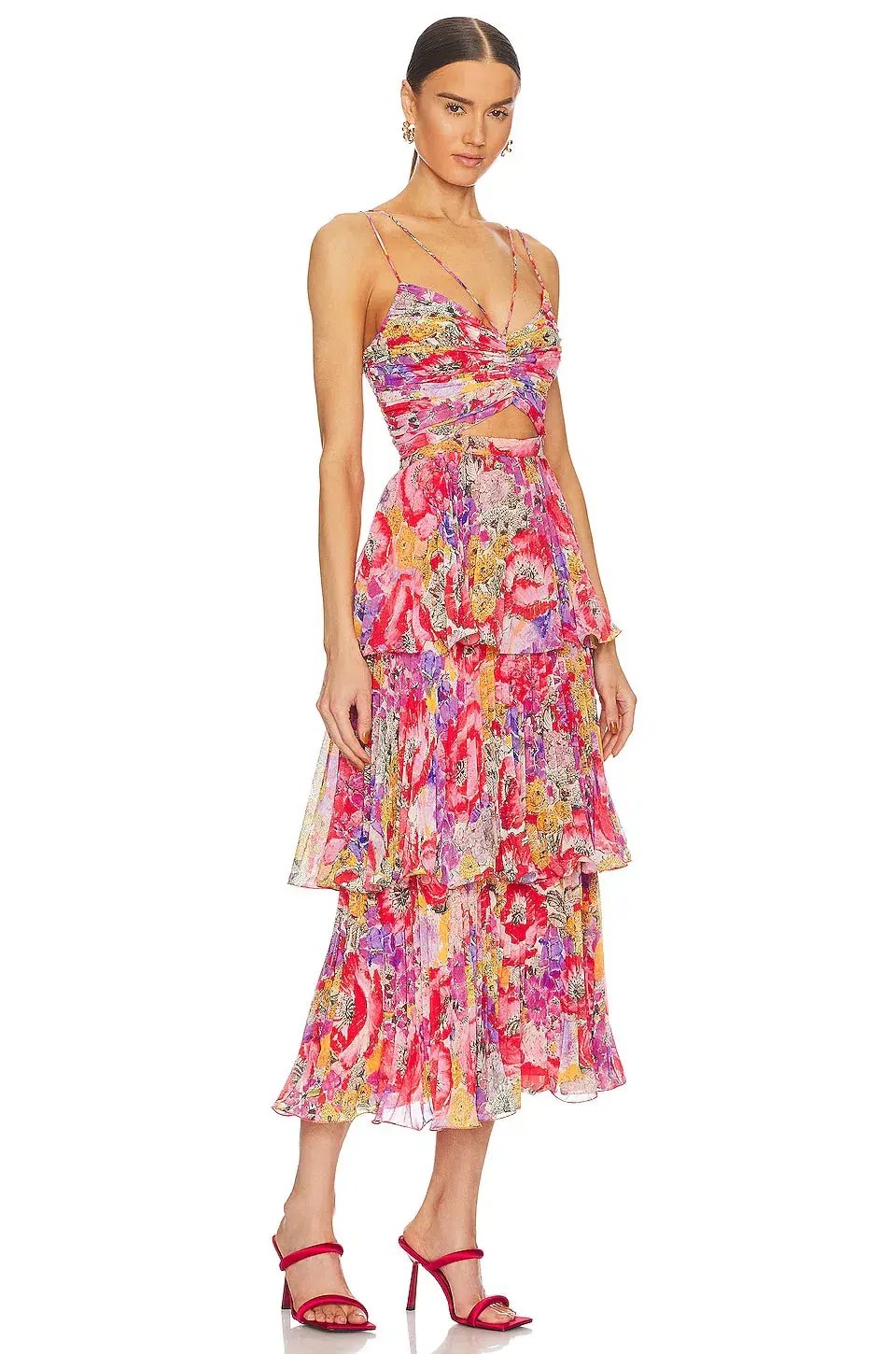 Amur Luke Pleated Tier Dress Floral Size AU 8 photo 2