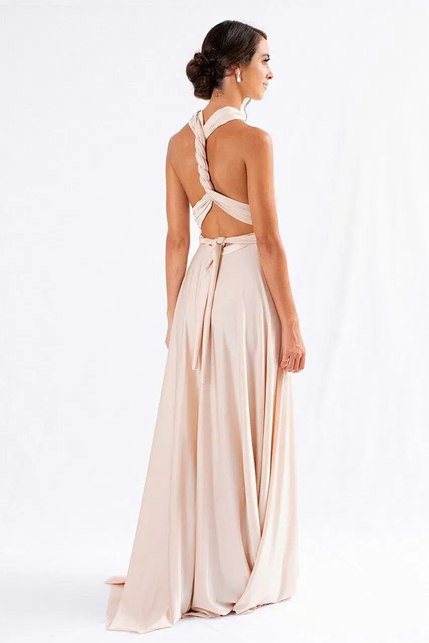 Model Chic Luxe Satin Multi-Way Infinity Dress Nude Size 10 photo 3