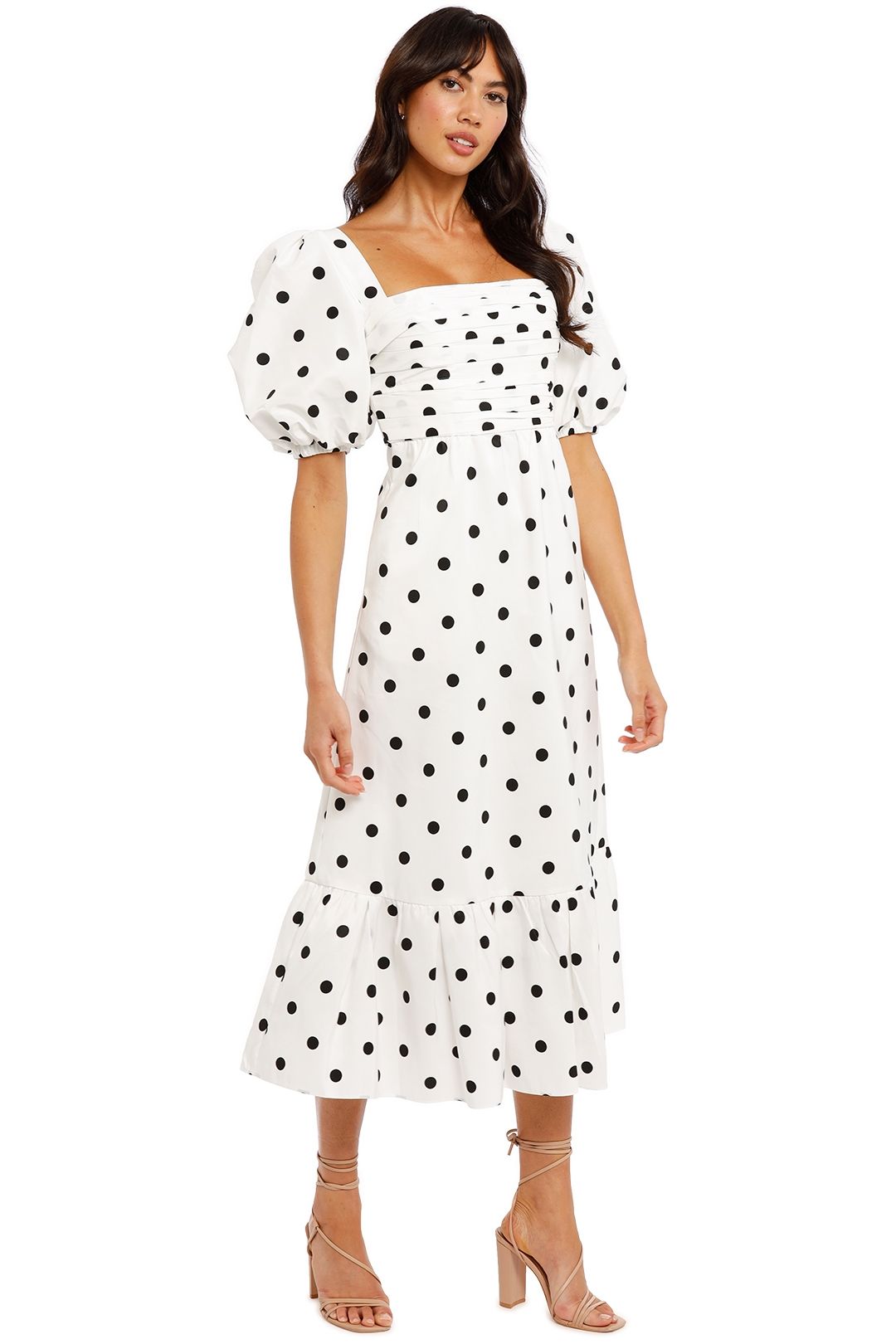 Polka Dot Midi Dress - White photo 2