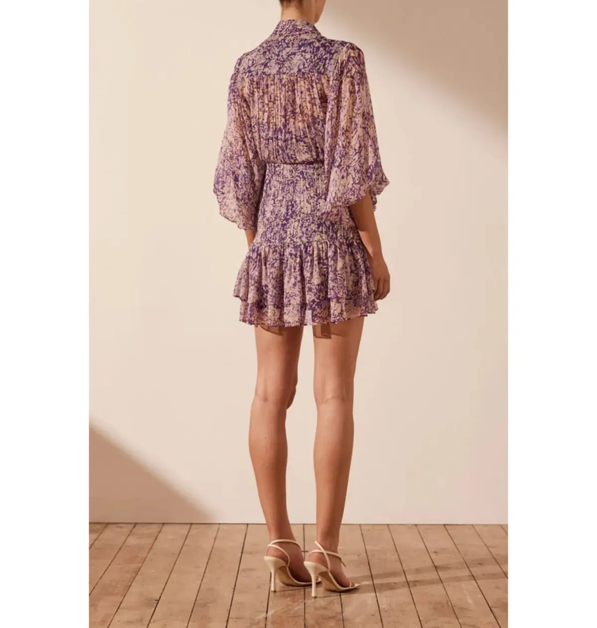 Shona Joy Aurier Button Up Ruched Mini Dress In Aurier Print Size AU 6 photo 3