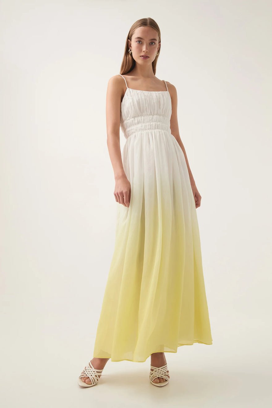 Aje Acapella Ruched Midi Dress - Sunrise Ombre photo 3