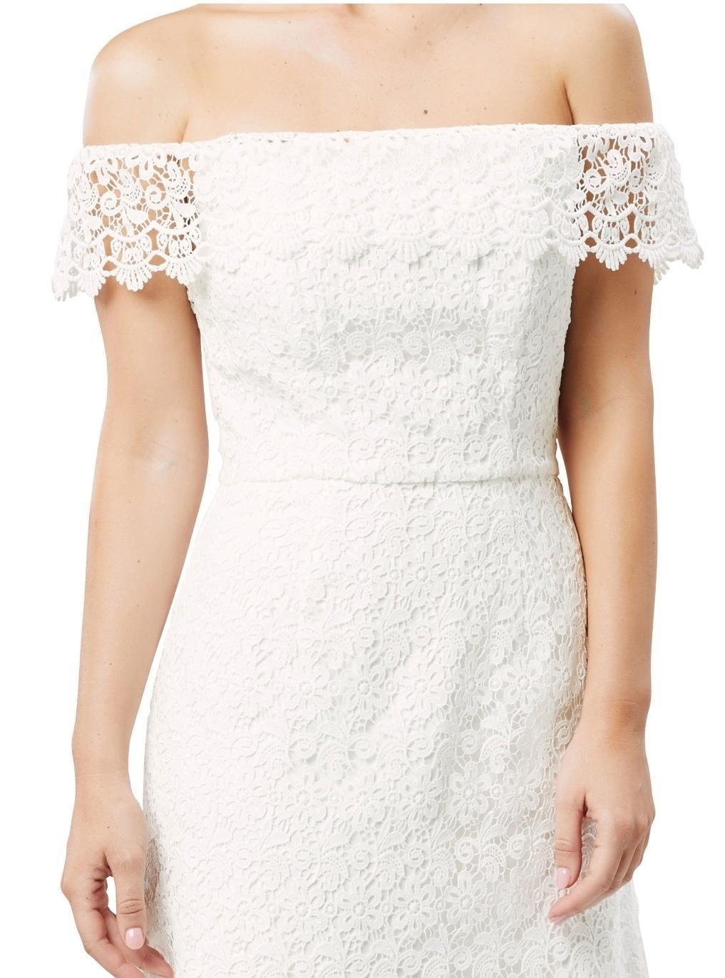 Review Off the Shoulder Lace Dress White Size 10 photo 3