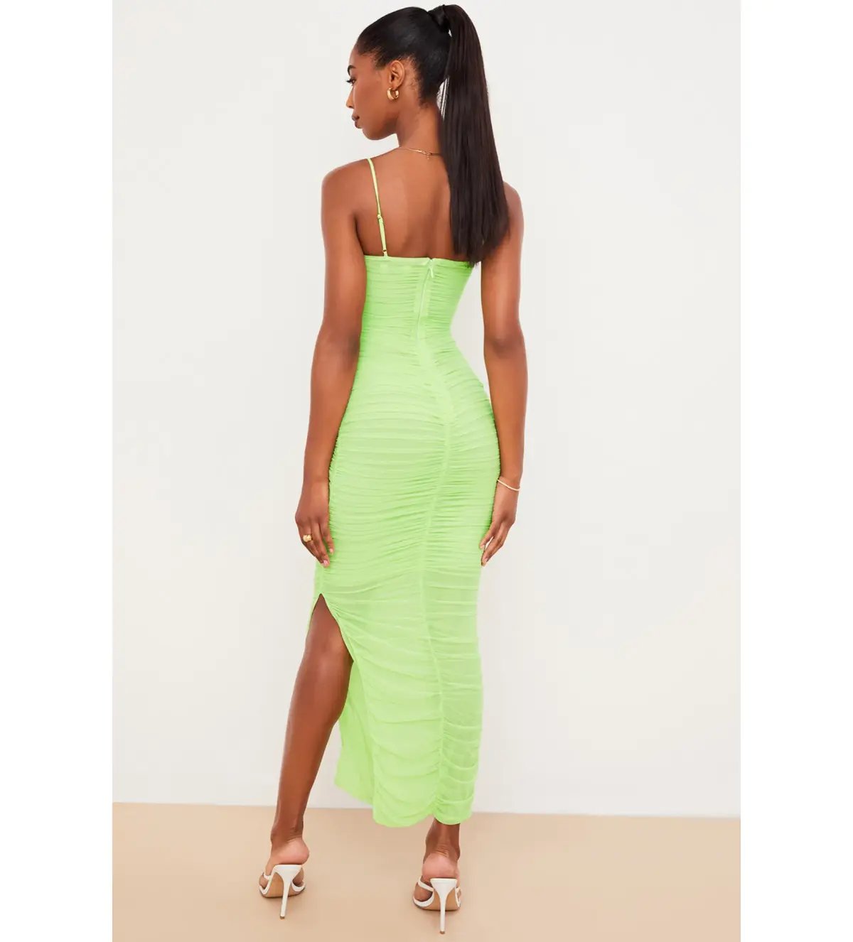 House of CB Fornarina Organza Mesh Maxi Dress  Lime Size 10 photo 3