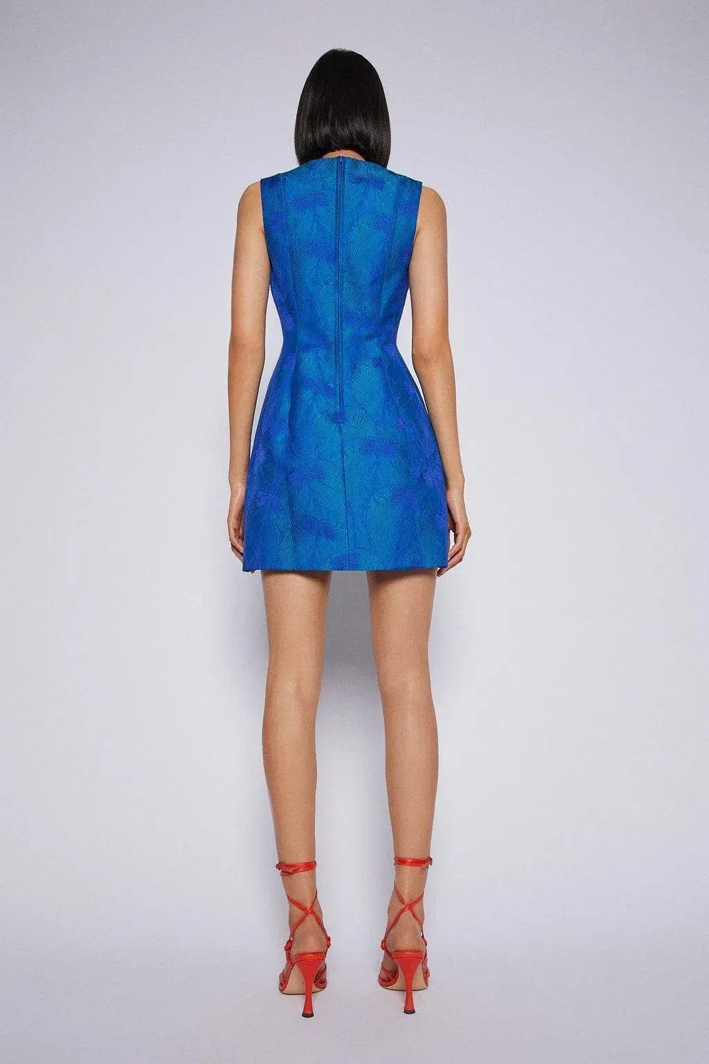 Scanlan Theodore Tropical Brocade Dress Blue Size 6 photo 3