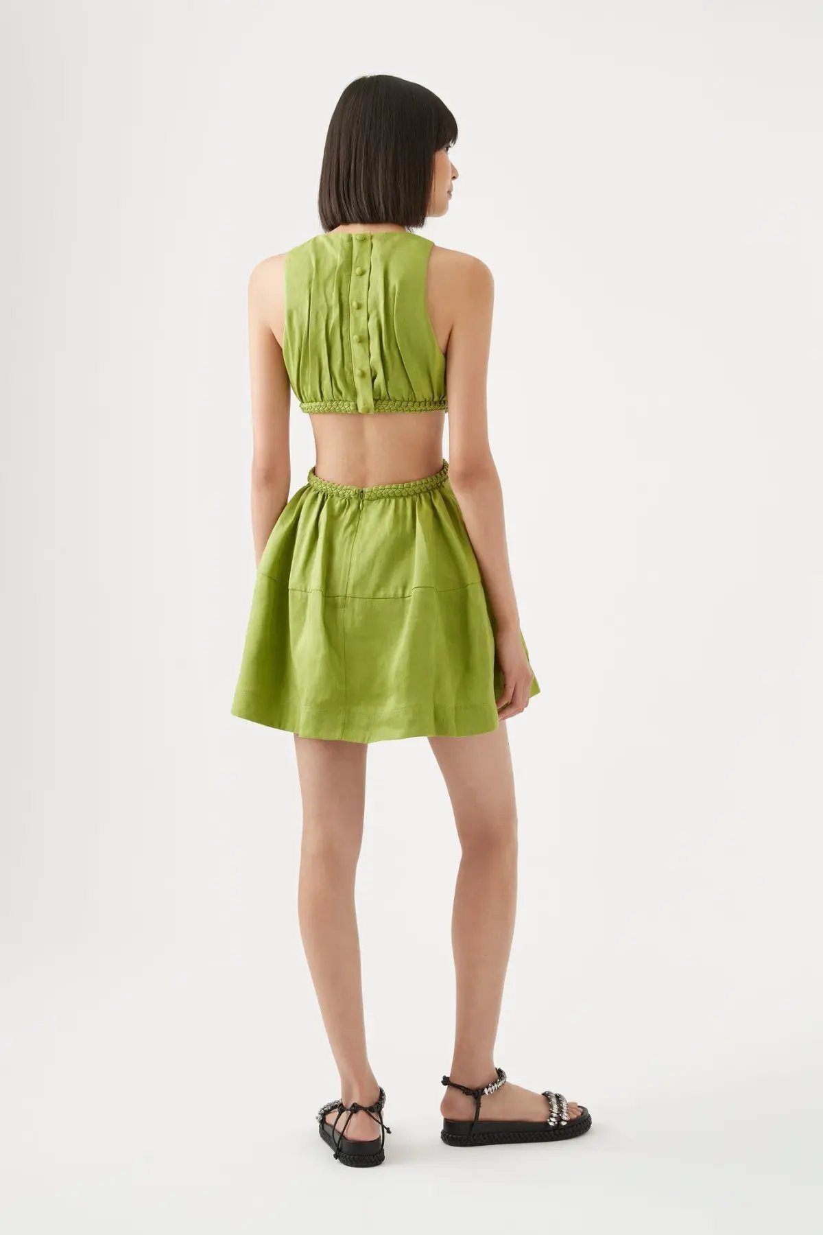 Aje Voyage Cut Out Mini Dress Verdant Green Size 8 photo 3
