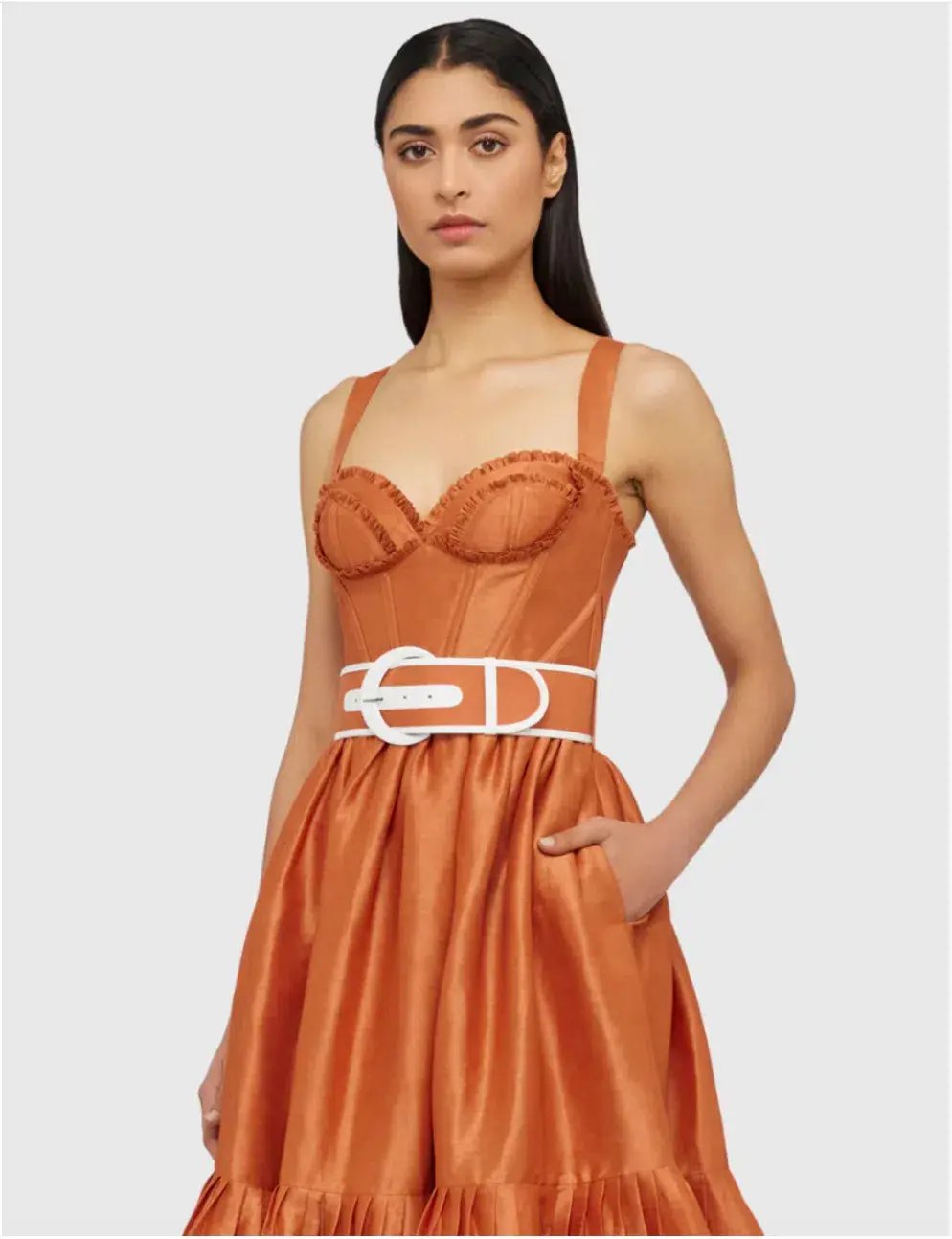 Leo Lin The Suffolk Bustier Dress Cinnamon Orange Size AU 8 photo 2