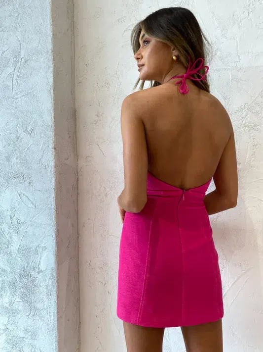 Manning Cartell Electric Avenue Mini Halter Dress Pink Size L /Au 10 photo 2