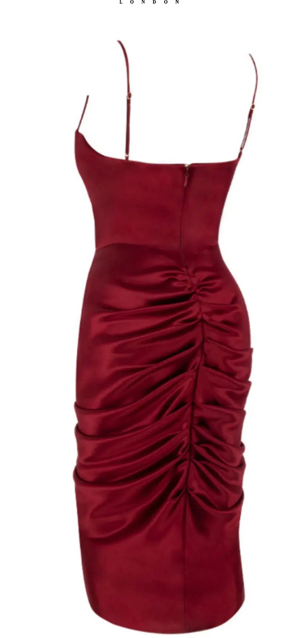 House of CB Nera Satin Draped Corset Dress Wine Size 6 photo 5