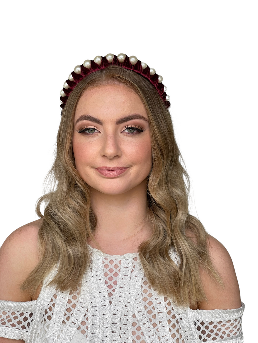Jeanette Maree Lucia Pearl Headband Red photo 2
