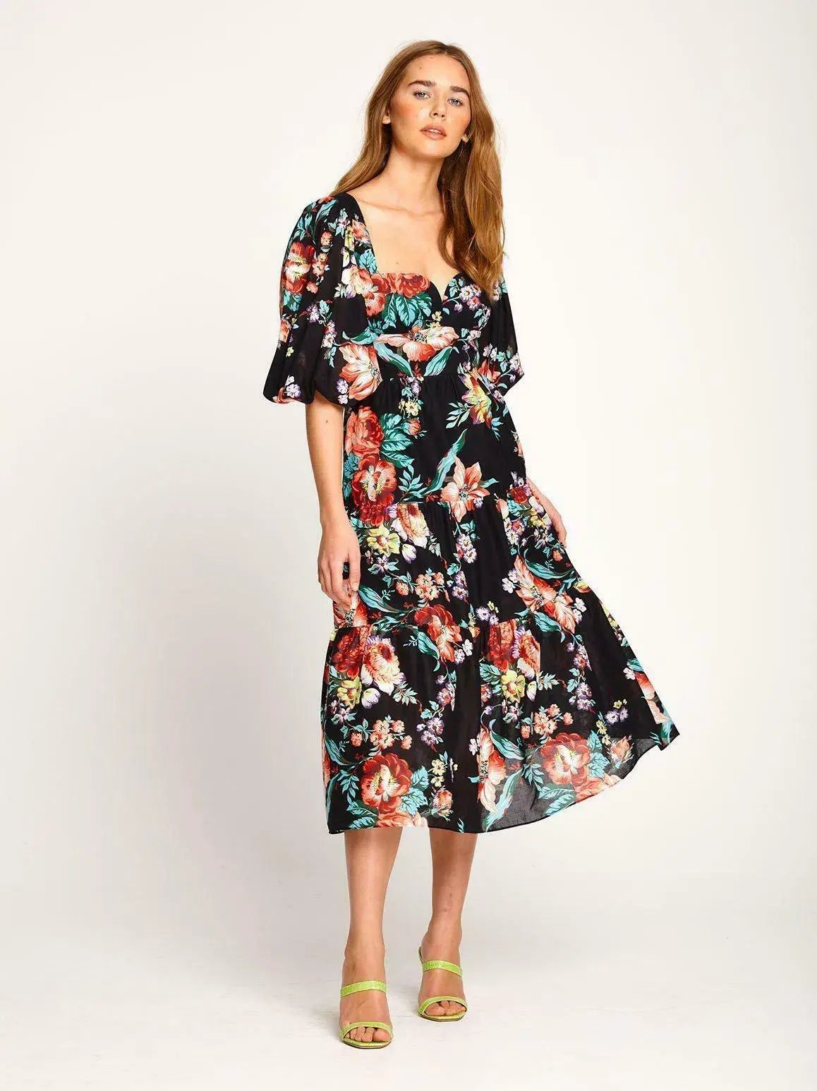 Alice McCall Baby Dee Midi Dress  Black Print Size 12 photo 2