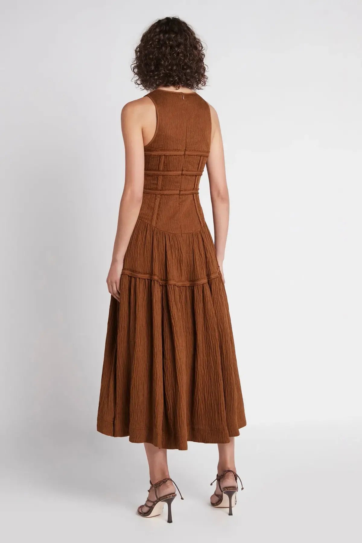 Aje Tidal Corset Midi Dress Coffee Size AU 8 photo 2