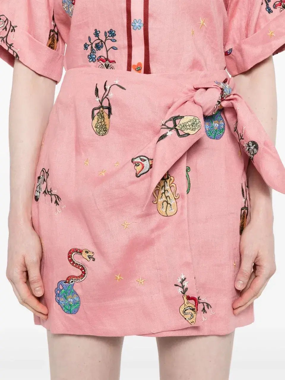 ALEMAIS Timmy Embroidered Shirt & Sarong Skirt Pink Size 10 AU photo 13