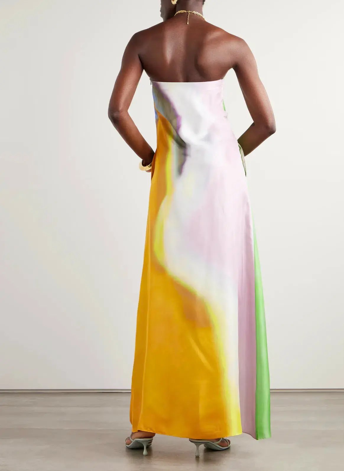 Christopher Esber Printed Silk Satin Maxi Dress Tangelo Aura Print Size AU 6 photo 3