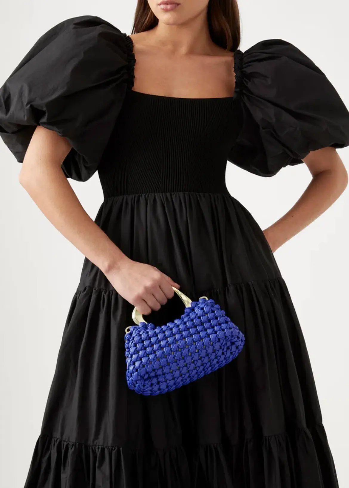Aje Casa Puff Sleeve Midi Dress Black Size 10 photo 3