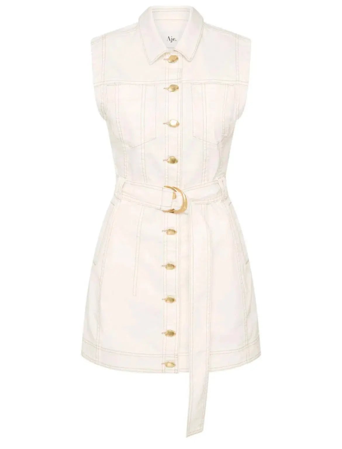 Aje Darcie Denim Mini Dress White Size 12 photo 4