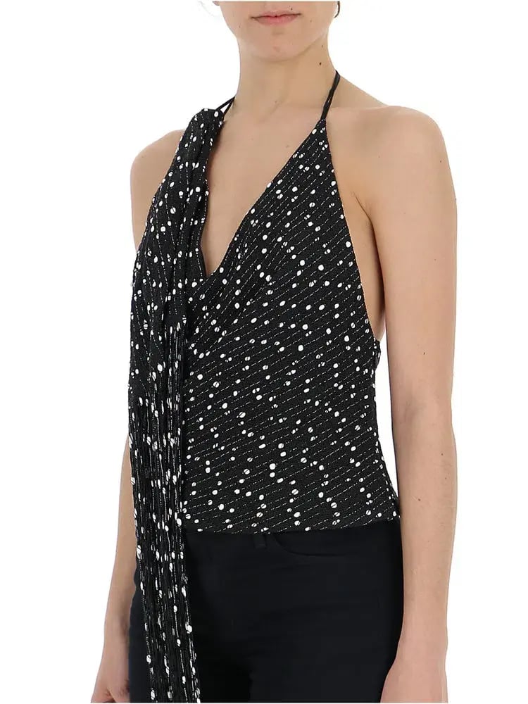 Jacquemus Valoria Fringed Bouclé Halterneck Top Black Size 10 photo 2