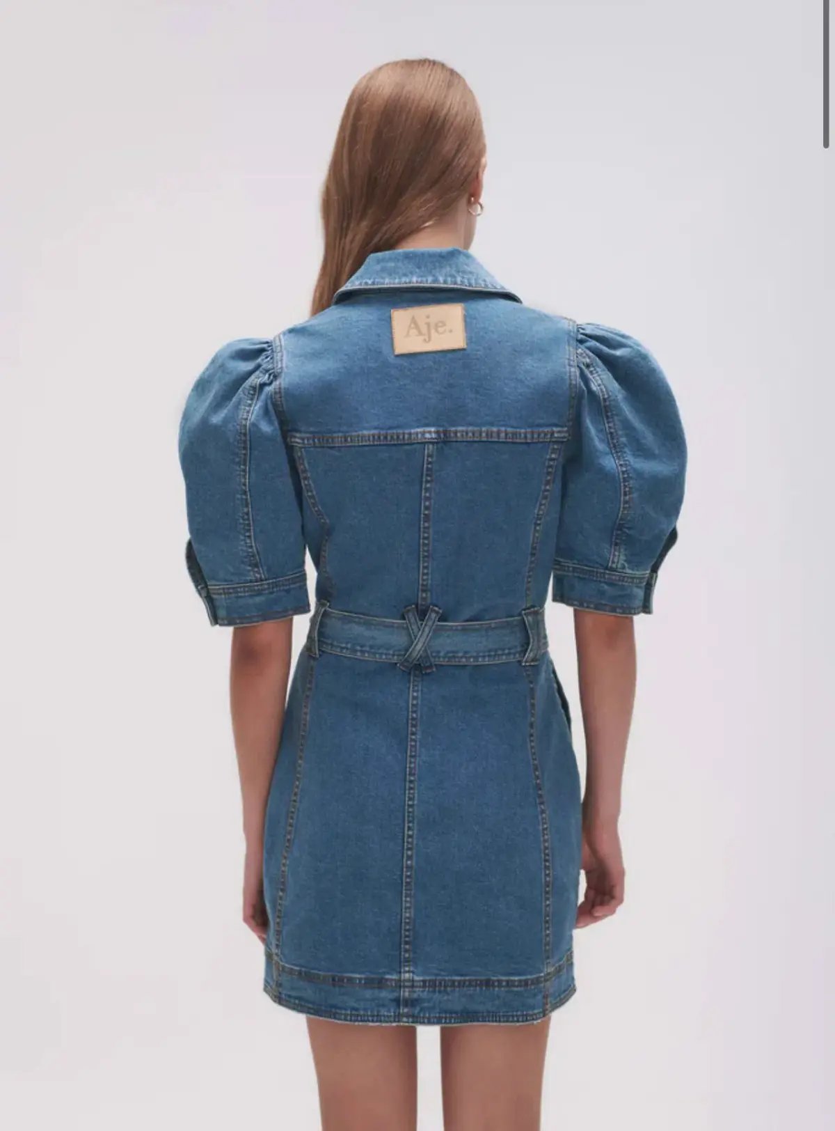 AJE Adriana Puff Sleeve Mini Dress 90's Wash Size 10 photo 2