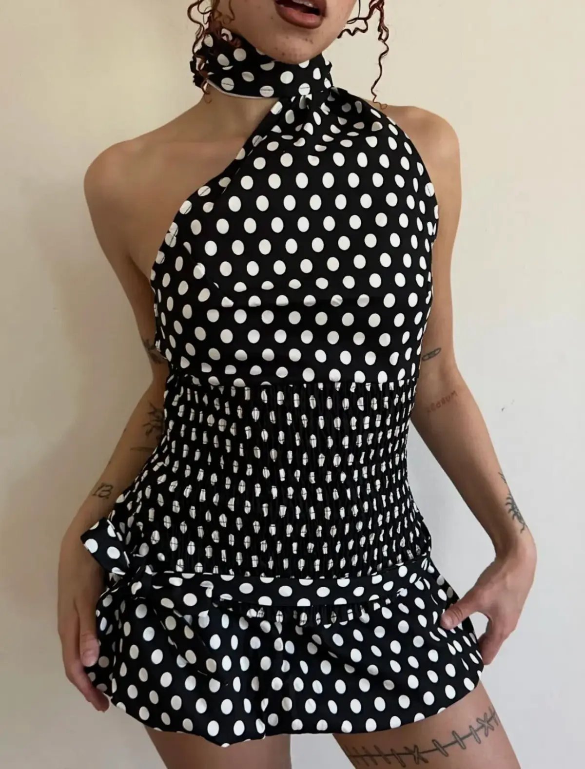 Blondita Gwen Top and Bubble Mini Skirt Set Polka Dot Size 10 photo 4