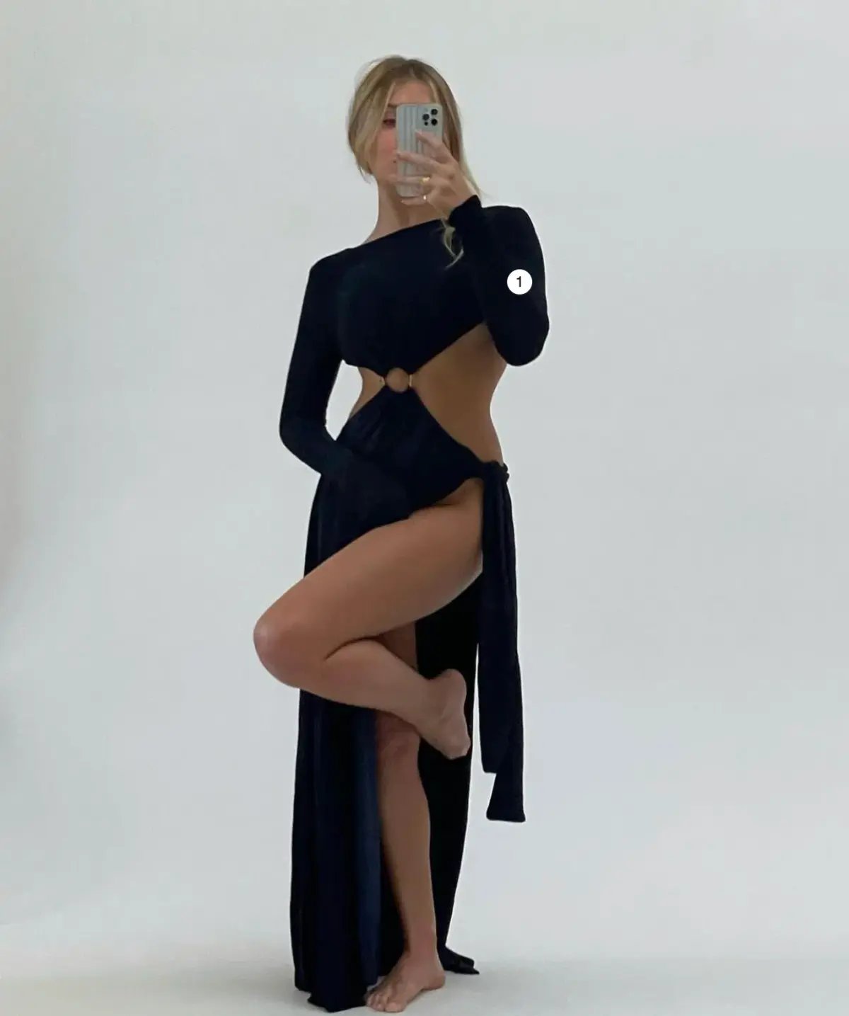 Meshki Christina Backless Maxi Wrap Dress Navy Shimmer Size 6 photo 5