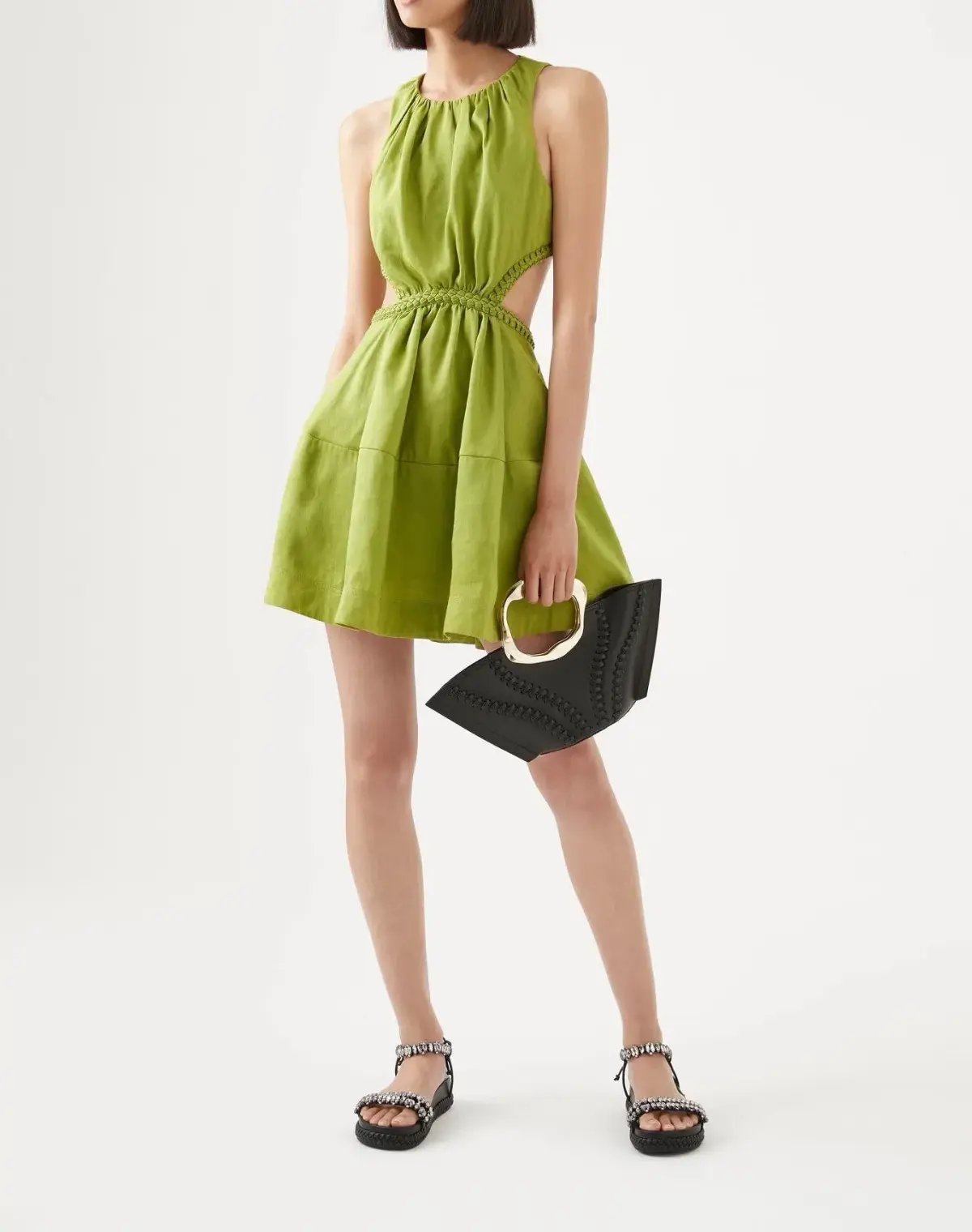 Aje Voyage Braided Cut Out Mini Dress Green Size 6 / XS photo 2