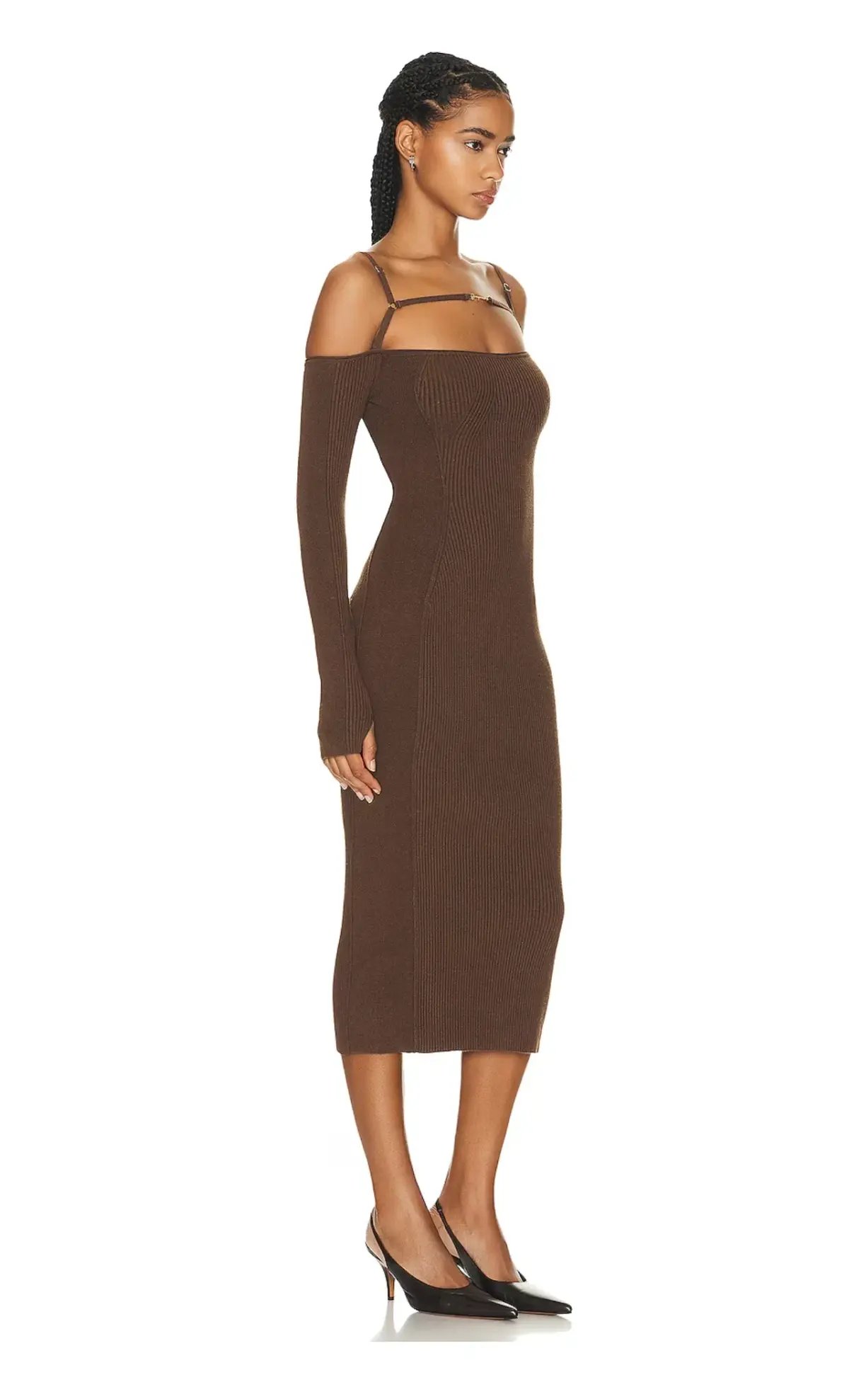 Jacquemus La Robe Sierra Midi Dress Brown Size AU 6 photo 2
