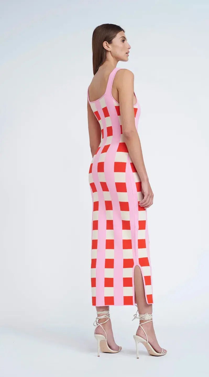 By Johnny Cora Check Knit Midi Dress Multi Size XS / Au 6 photo 2