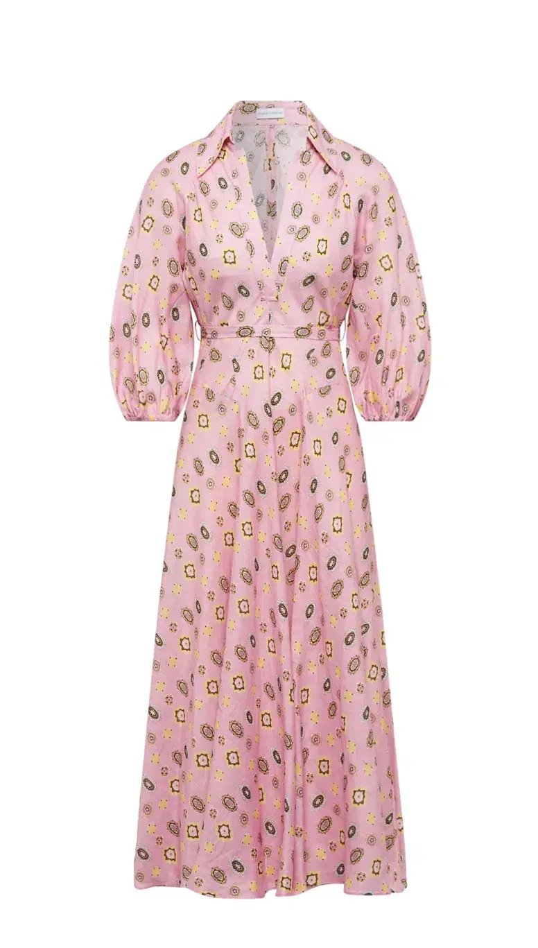Scanlan Theodore Linen Foulard Shirt Dress Pink Size 10 photo 3