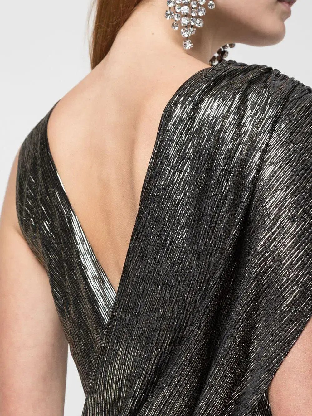 Alice & Olivia Roxy Drape Midi Dress Metallic Size 10 photo 2