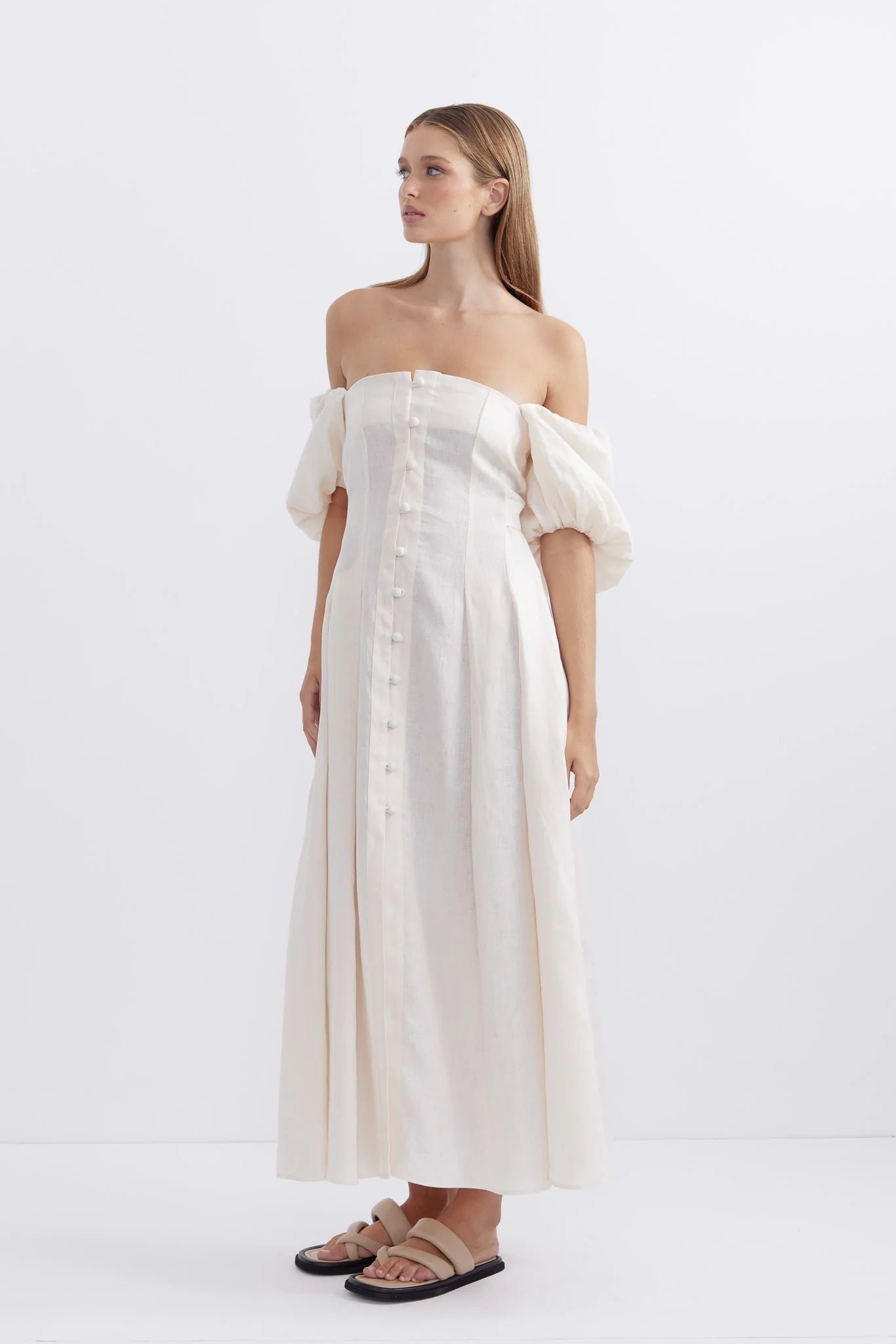 PASDUCHAS BOUNTY BUTTON MIDI DRESS - CLOUD photo 6
